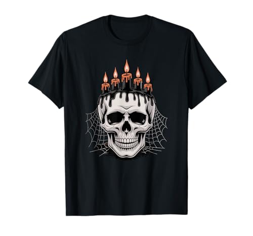Halloween Unheimlich Schädel Kerzen Spinnennetz T-Shirt Halloween Unheimlich Schädel Kerzen Spinnennetz T-Shirt von Skull Lover Gifts