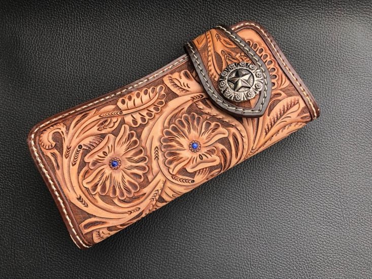 Biker - Trucker Wallet Geldbeutel Im Sheridan Style Und Stern Concho von SkullEdition