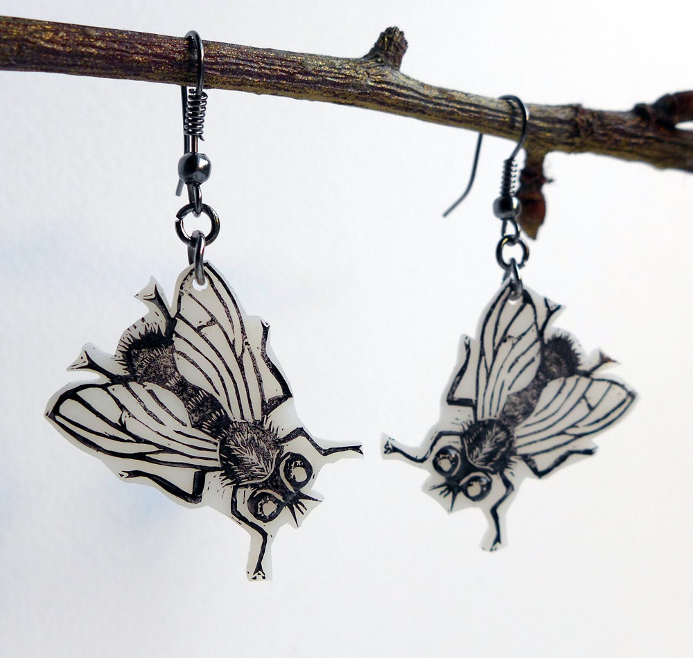 Fliegen Ohrringe, Blaue Flasche Schmuck, Insekten Ohrringe Fliegen Ohrringe, Blaue Flasche Schmuck, Insekten Ohrringe von Skullbag
