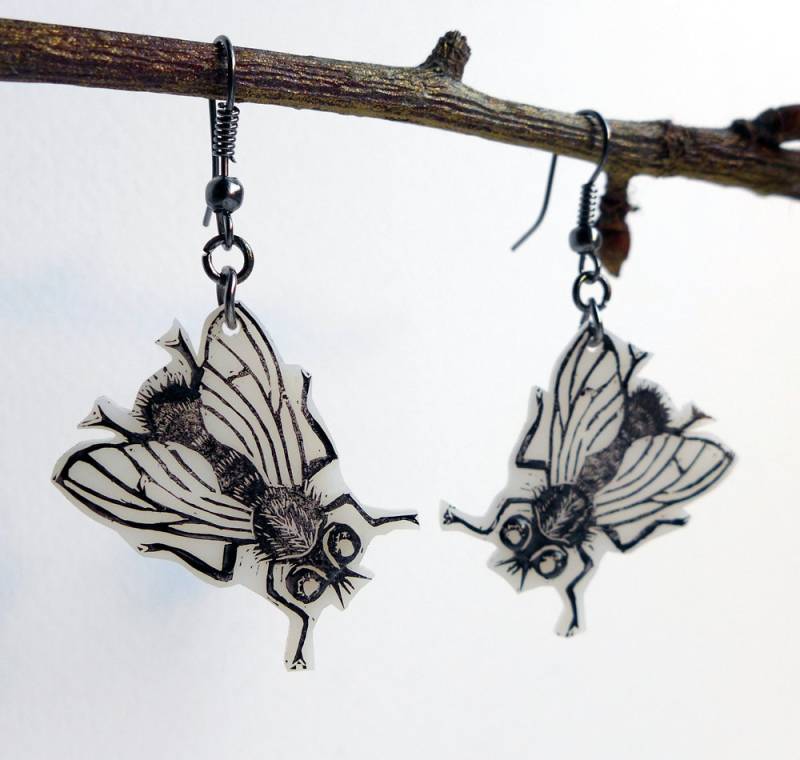 Fliegen Ohrringe, Blaue Flasche Schmuck, Insekten Ohrringe Fliegen Ohrringe, Blaue Flasche Schmuck, Insekten Ohrringe von Skullbag