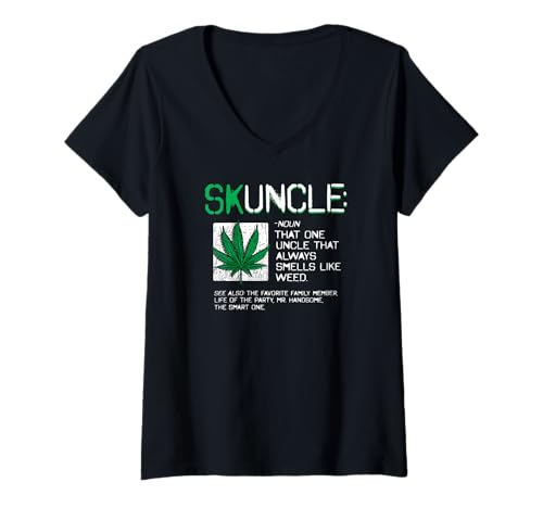 Damen Skuncle - Lustiger Lieblingssonkel, der Immer nach Gras riecht T-Shirt mit V-Ausschnitt von Skuncle Uncle Gifts