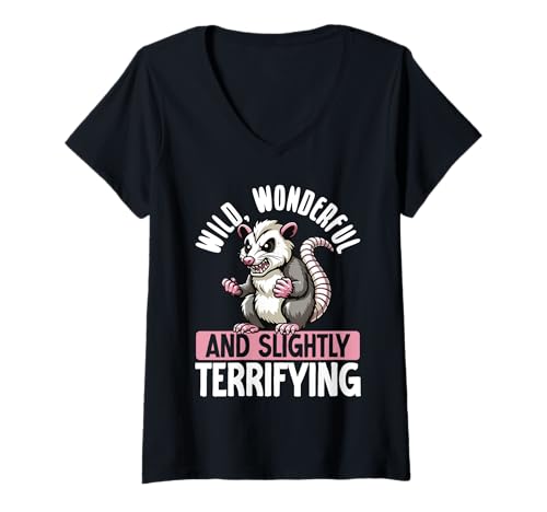 Damen Wilde, Wunderbare Und Leicht Beängstigende Opossom T-Shirt mit V-Ausschnitt Damen Wilde, Wunderbare Und Leicht Beängstigende Opossom T-Shirt mit V-Ausschnitt von Skurrile Opossum-liebhaber Und Lustiger Tierhumor