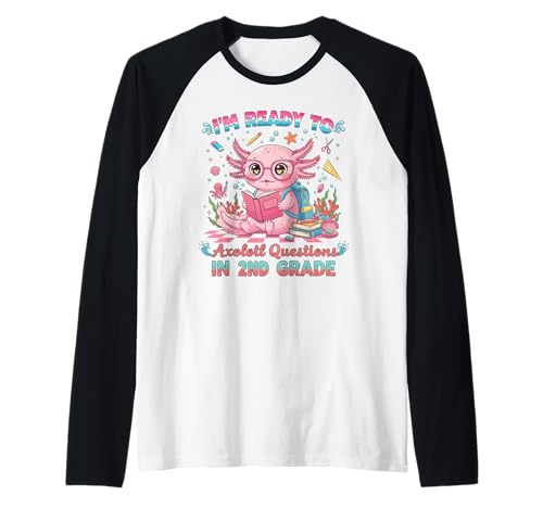 Niedliche Axolotl-Fragen für Zweitklässler Mädchen Lustig Raglan von Skurriles Design für die zweite Klasse – Zurück