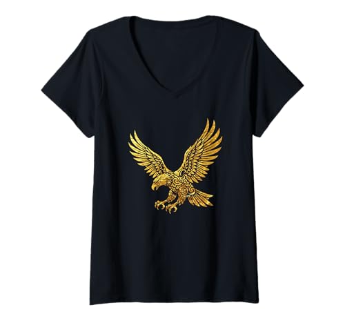 Damen Grafikdesign „Tribal Eagle“ T-Shirt mit V-Ausschnitt Damen Grafikdesign „Tribal Eagle“ T-Shirt mit V-Ausschnitt von Sky-Art