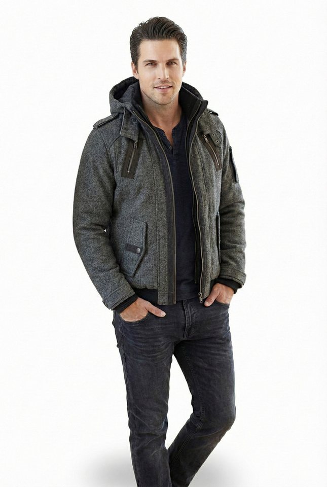 Sky Rebel Winterjacke Herren Winter-Blouson im Aviator-Design mit Woll-Anteil von Sky Rebel