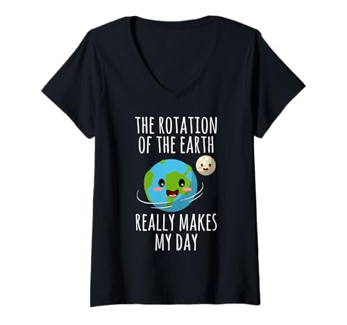 Damen Die Rotation der Erde Macht Meinen Tag wirklich zu Einer Galaxie T-Shirt mit V-Ausschnitt von Sky Universe Planets Rotate Inspirational