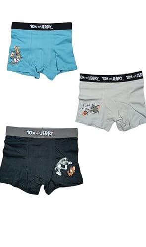 SkyBrands 3er Pack Boxershorts Tom und Jerry Jungs Kinder Unterhosen 100% Baumwolle 122/128 von SkyBrands