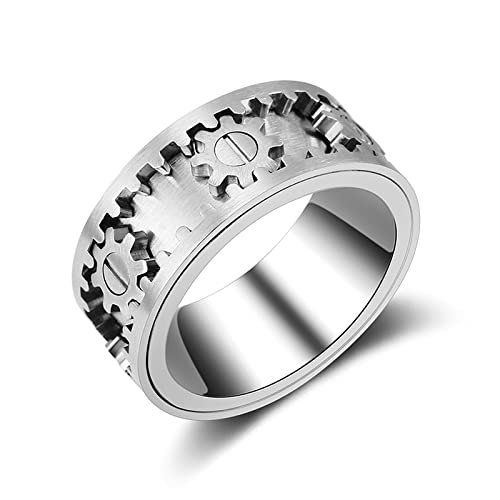 SkyFace Fidget Spinner Ring Edelstahl, Anti Stress Ringe Drehbar für Herren & Damen, Angst ringe Anxiety ringe, Hochzeit Verlobung Breit Partnerringe Freundschaftsringe mit Ringschachtel von SkyFace