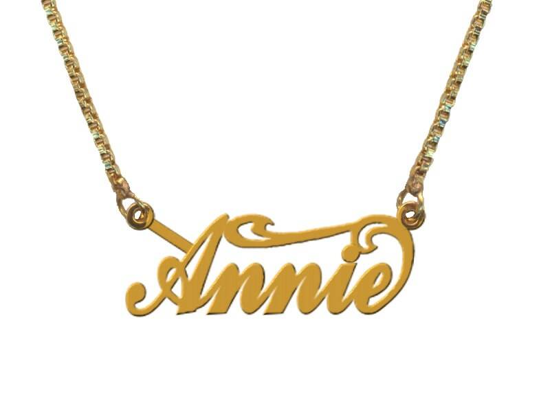 Personalisierte Vergoldete Namenskette, Handgefertigtes Swirl Design von SkyGiftWorldwide