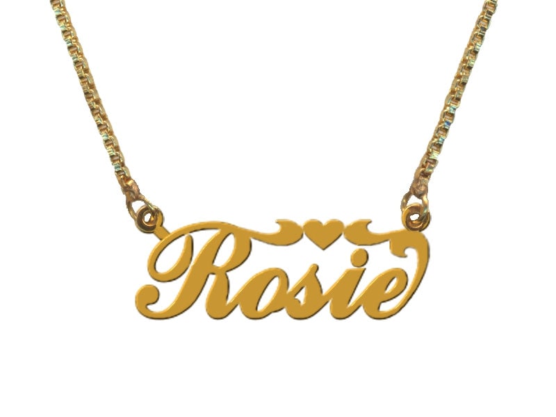 Personalisierte Vergoldete Namenskette, Handgemachter Messing Swirl Heart Design von SkyGiftWorldwide