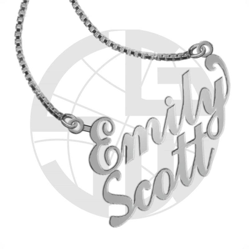 sterling Silber Handmade Personalisierte Name Halskette Mit Zwei Beliebigen Namen in Englisch Ihrer Wahl von SkyGiftWorldwide
