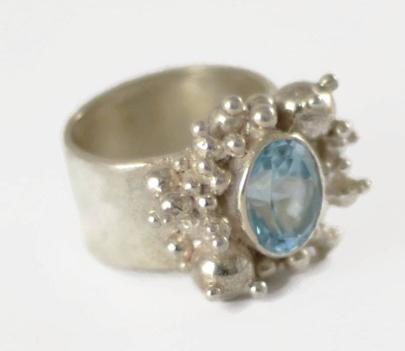 Blautopas Set in 92 5 Massivem Sterling Silber Sprudeln Ring von SkyPeakBoutique