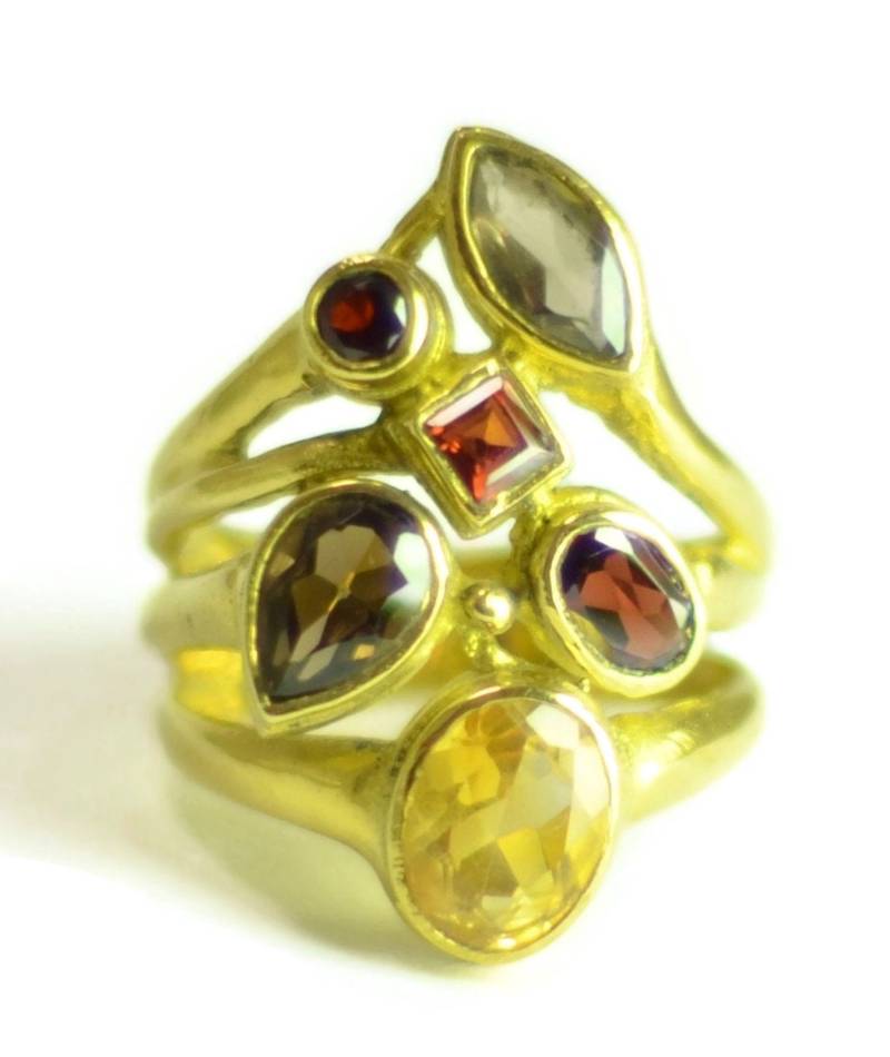 Boho Göttin Edelstein Gold Ring, Cocktail-Ring, Chic Schmuck, Statement-Ring, Brennende Mann Schmuck Geschenkideen Für Sie von SkyPeakBoutique