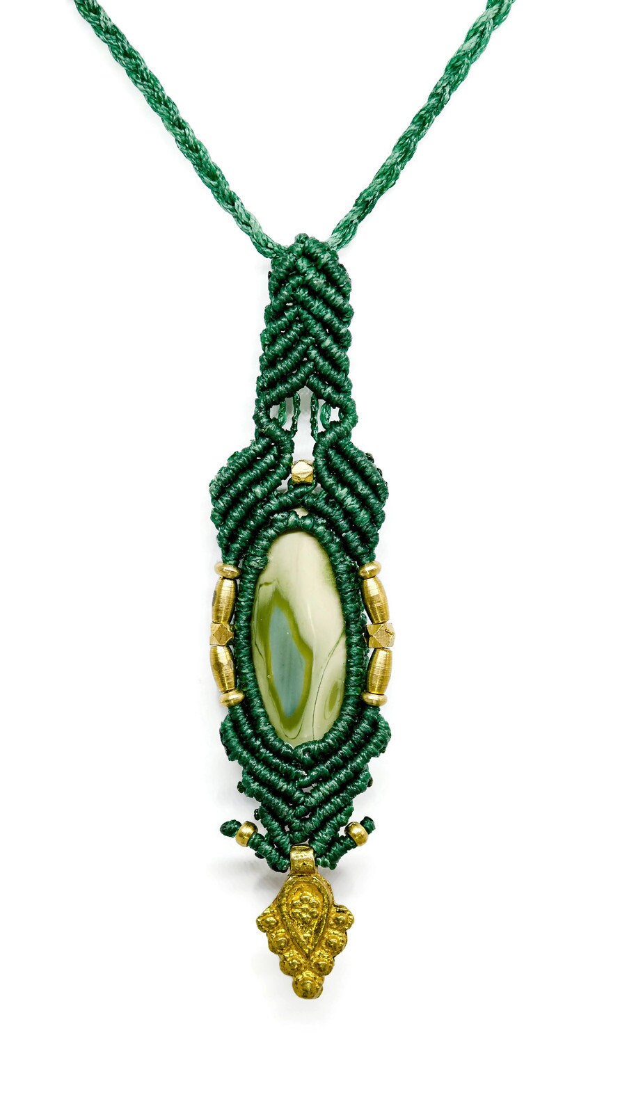 Edelstein Anhänger Imperial Jasper Makramee Halskette, Göttin Boho Schmuck, Pixie Hippie-Schmuck von SkyPeakBoutique