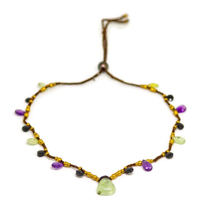 Facettierte Prehnit, Amethyst Und Schwarz Onyx Geknüpft von SkyPeakBoutique