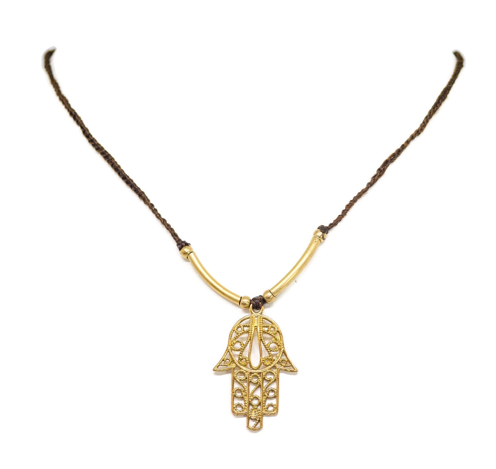 Hamsa Pendent Hand Makramee Verstellbare Halskette Für Sie Oder Ihn von SkyPeakBoutique