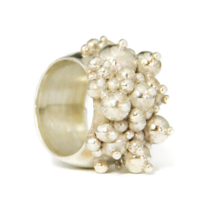 Massiver Handgefertigter Bubbly Ring Aus 925Er Sterlingsilber von SkyPeakBoutique
