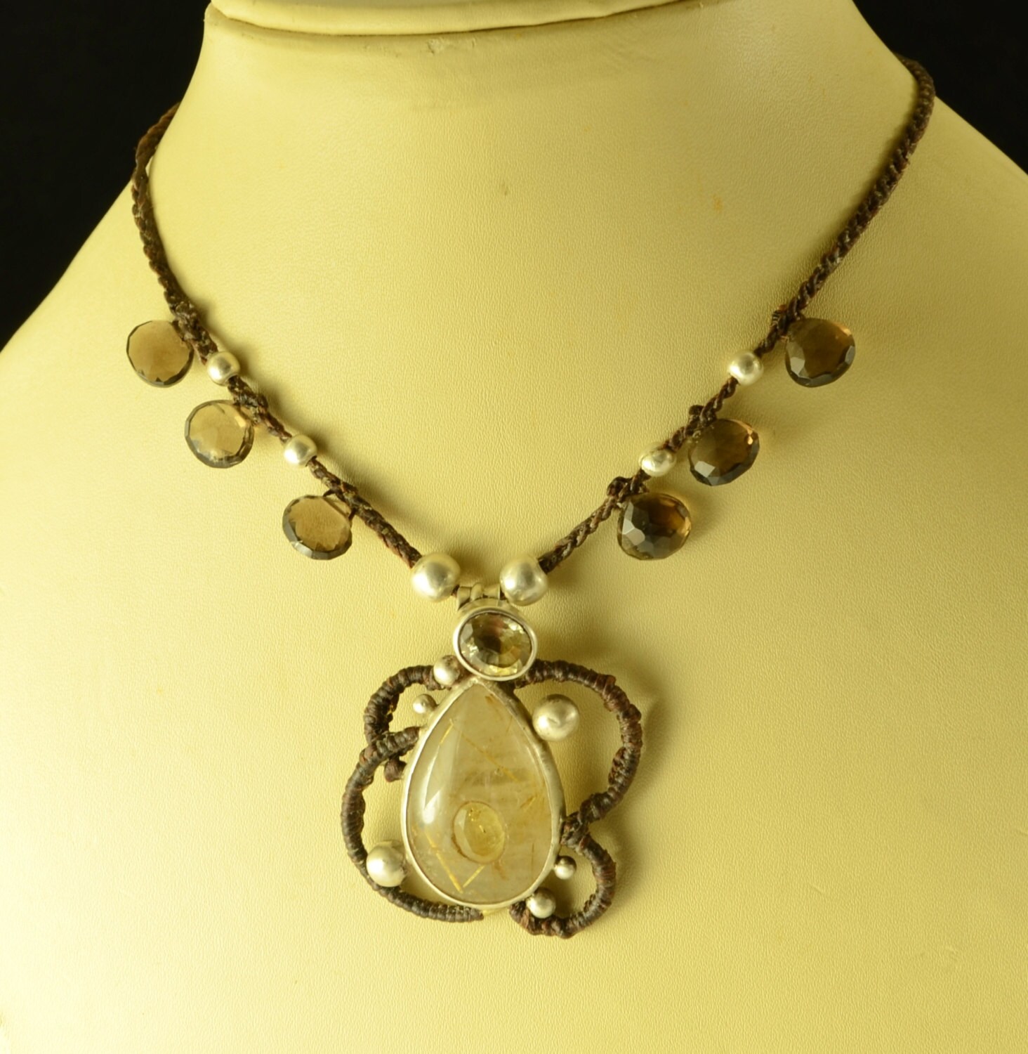 Verstümmeltquarz, Citrin Und Rauch Quarz Anhänger, Ein Von Einer Art Glastonbury Schmuck, Brennende Mann Mode, Spiel Der Throne Halskette von SkyPeakBoutique