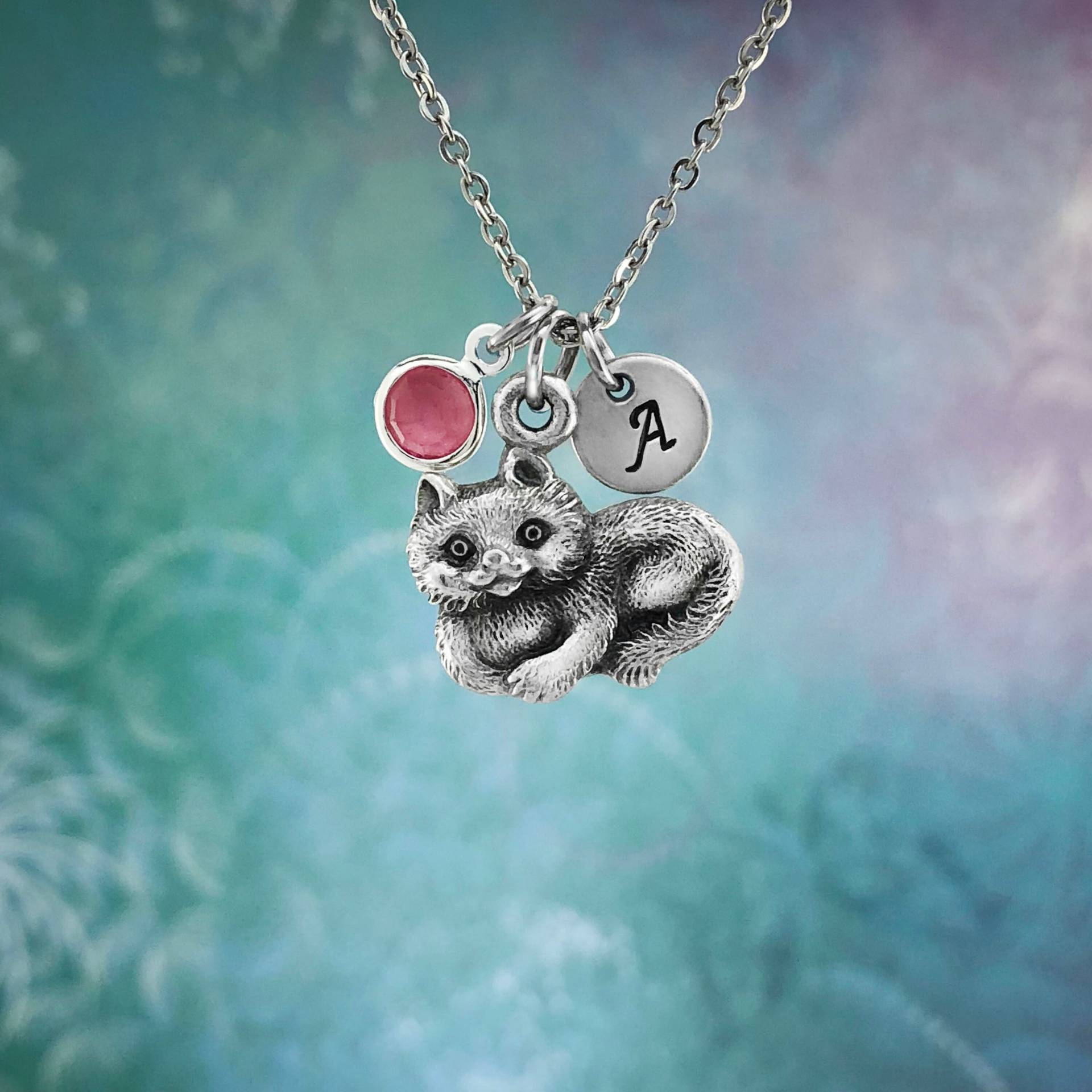 Katze Halskette Schmuck, Personalisierte Mit Kristall Geburtsstein, Tier Halskette, Geschenk Für Sie, Des Kleinen Mädchens von SkyRoyalStudios