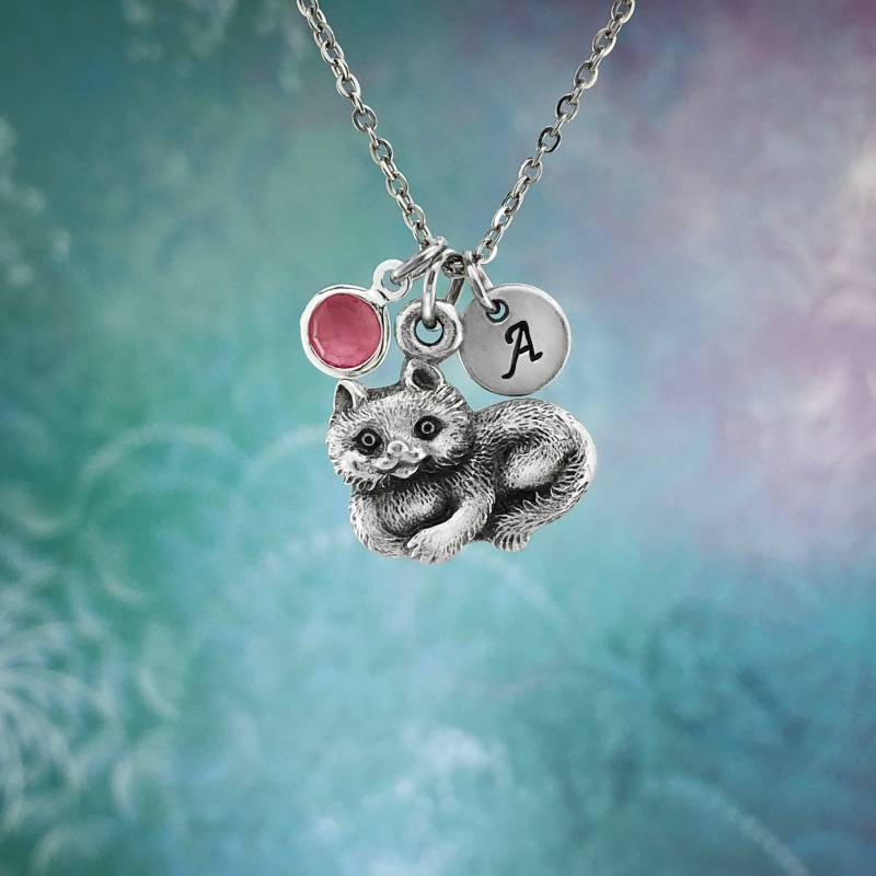 Katze Halskette Schmuck, Personalisierte Mit Kristall Geburtsstein, Tier Halskette, Geschenk Für Sie, Des Kleinen Mädchens von SkyRoyalStudios