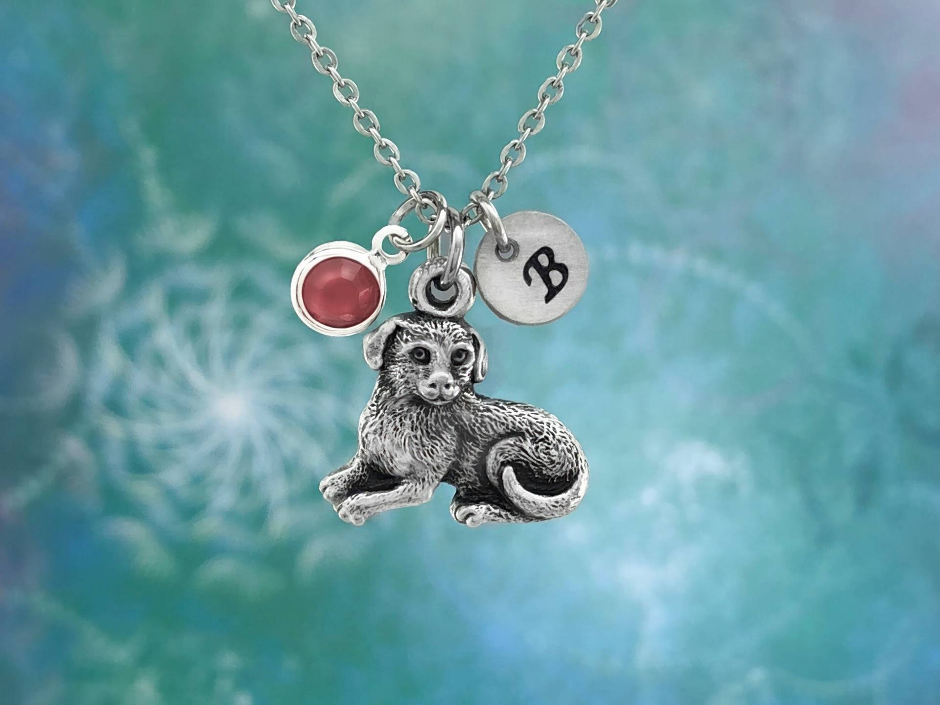 Personalisierte Hundehalskette Mit Kristall Geburtsstein, Initial Halskette, Tier Schmuck, Haustier Geburtstagsgeschenk von SkyRoyalStudios