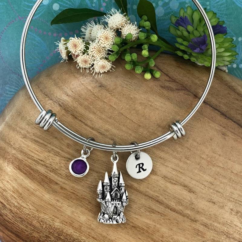 Schloss Armband, Kreuz Schmuck, Verstellbarer Armreif, Kristall Geburtsstein, Personalisierte Hand Gestempelt Initiale, 100% Echtes Festes Zinn von SkyRoyalStudios