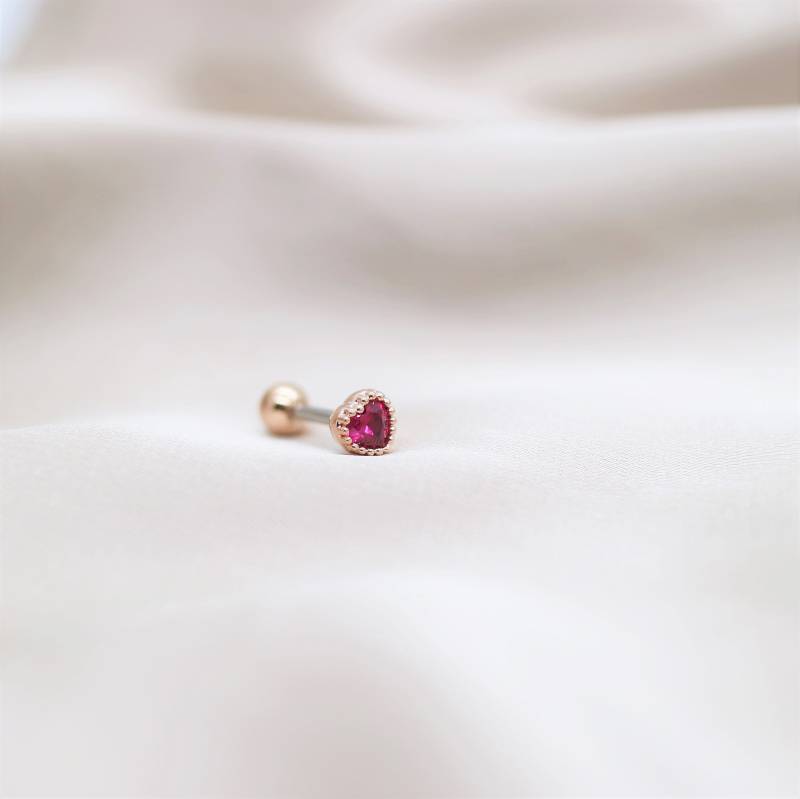 Kristall Herz Titan Knorpel Piercing Ohrring 16G 20G Helix Tragus Conch Rook Stud von SkySugarPiercing