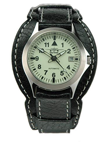 SkyTimer 507085020 Herren Uhr Flieger Analog Quarz mit Leder Armband von SkyTimer