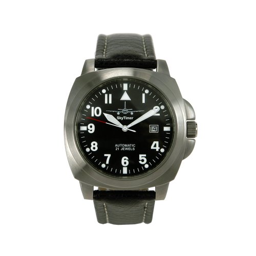 SkyTimer 507545032 Herren Uhr Flieger Automatik mit Leder Armband von SkyTimer