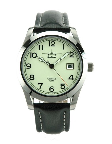 SkyTimer Herren Uhr Analog Quarz mit Leder Armband 507305006 von SkyTimer