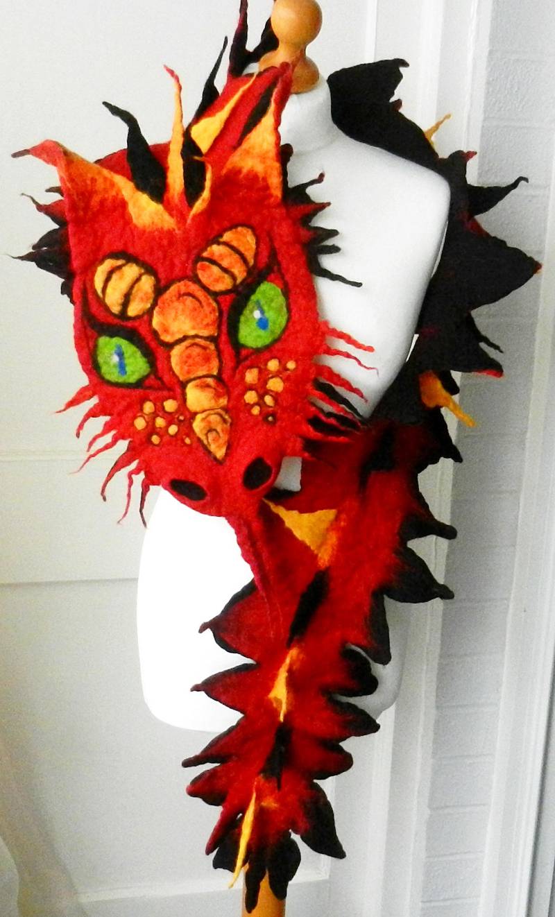 Gefilzte Wolle Merino Kunst Schal - Drachen von SkyWool