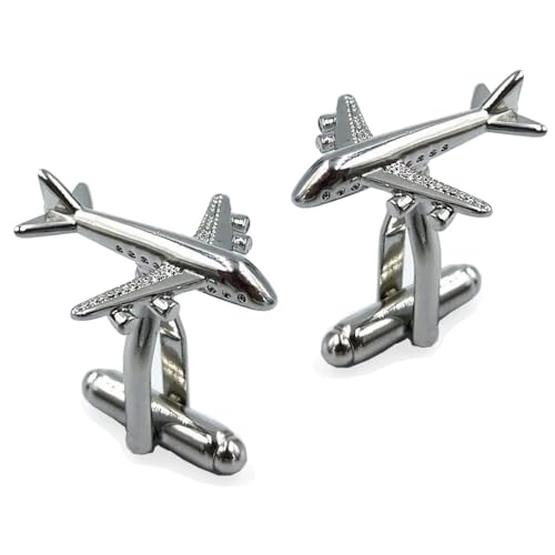Skybelt Manschettenknöpfe Jumbo Jet 747 Flugzeug Silberfarben von Skybelt