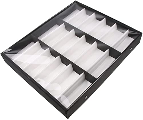 Skybook Brillenbox für 18 Brillen Aufbewahrungsbox und Ständer für Haus und Geschäft Organizer für Brillen Sonnenbrillen und Lesebrillen 47,5 x 37,5 x 6cm (transparente Abdeckungen Schwarz-weisse) von Skybook