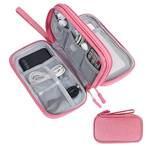 Skycase Elektronik-Zubehör-Organizer-Tasche, Reisekabel-Organizer, All-in-One-Aufbewahrungstasche, wasserdichte Zubehör-Tragetasche für USB-Datenkabel, Kopfhörerkabel, Powerbank, 21x12.5x6.5 cm, Rosa von Skycase