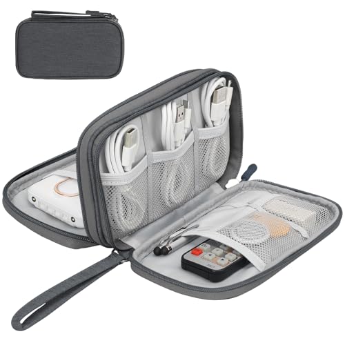 Skycase Elektronische Organizer-Reisetasche – wasserdichte Reise-Kabeltaschen für Organisation, Kabel-Organizer, All-in-One-Doppelschicht-Aufbewahrungstasche für Zubehör, Ladegerät, Kabel, Dunkelgrau von Skycase