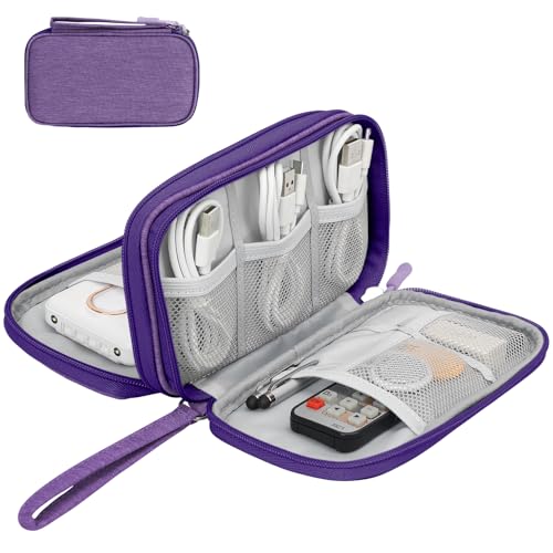 Skycase Elektronische Organizer-Reisetasche – wasserdichte Reise-Kabeltaschen für Organisation, Kabel-Organizer, All-in-One-Doppelschicht-Aufbewahrungstasche für Zubehör, Ladegerät, Kabel, Lila von Skycase