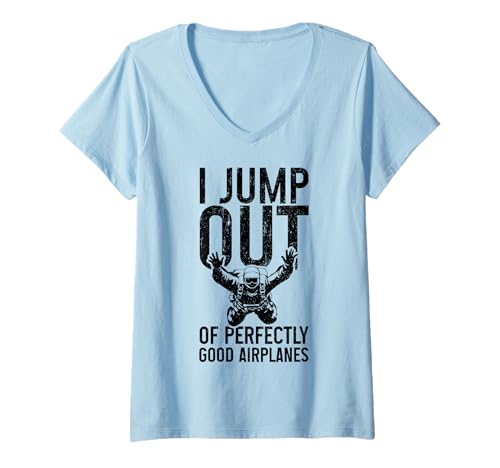 Damen Fallschirmspringen Vintage Funny Sky Diving Diver Skydiver T-Shirt mit V-Ausschnitt von Skydiving Apparel & Gifts