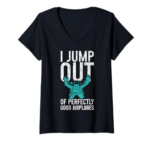Damen Fallschirmspringen Vintage Funny Sky Diving Diver Skydiver T-Shirt mit V-Ausschnitt von Skydiving Apparel & Gifts