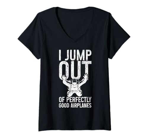 Damen Fallschirmspringen Vintage Funny Sky Diving Diver Skydiver T-Shirt mit V-Ausschnitt von Skydiving Apparel & Gifts