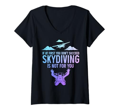 Damen Fallschirmspringen Vintage Funny Sky Diving Diver Skydiver T-Shirt mit V-Ausschnitt von Skydiving Apparel & Gifts