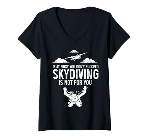 Damen Fallschirmspringen Vintage Funny Sky Diving Diver Skydiver T-Shirt mit V-Ausschnitt von Skydiving Apparel & Gifts