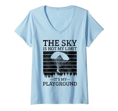 Damen Fallschirmspringen Vintage Funny Sky Diving Diver Skydiver T-Shirt mit V-Ausschnitt von Skydiving Apparel & Gifts