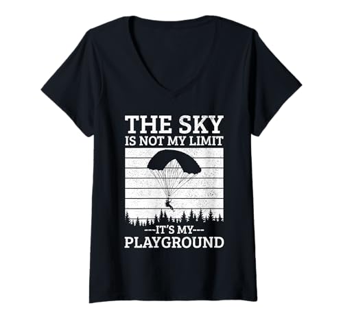 Damen Fallschirmspringen Vintage Sky Diving Diver Skydiver T-Shirt mit V-Ausschnitt von Skydiving Apparel & Gifts