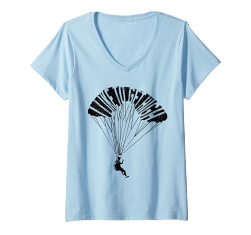 Damen Fallschirmspringen Vintage Sky Diving Diver Skydiver T-Shirt mit V-Ausschnitt von Skydiving Apparel & Gifts