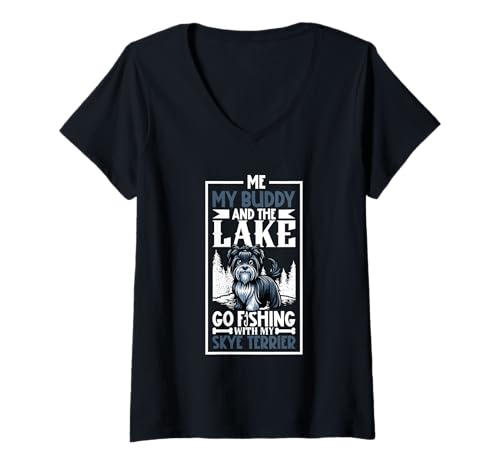 Damen Angeln und Skye Terrier T-Shirt mit V-Ausschnitt Damen Angeln und Skye Terrier T-Shirt mit V-Ausschnitt von Skye Terrier Designs