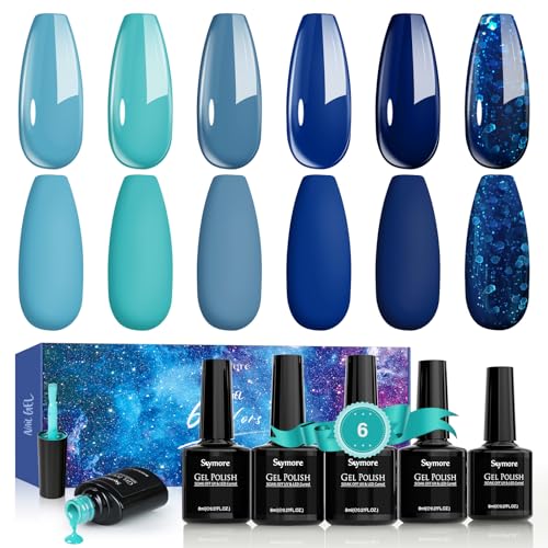 Skymore UV Nagellack Gel Nagellack UV Lack Gel Polish 8mlx6 Farben Gellack UV Lacke für Nägel UV Gel Nagellack Blau Gelnagellack für UV Lampe, Ideal Nagellack Geschenk für Frauen von Skymore