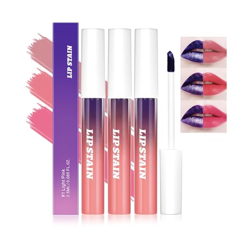 3PCS Peel Off Lip Stain Tattoo,Peel Off Lip Liner,Waterproof and Transfer Proof Pink Lip Tint, Matte Finish Peel Off Lip Gloss,Non-stick Cup Liquid Lipstick Nude Lip Gloss for Women von Skynest