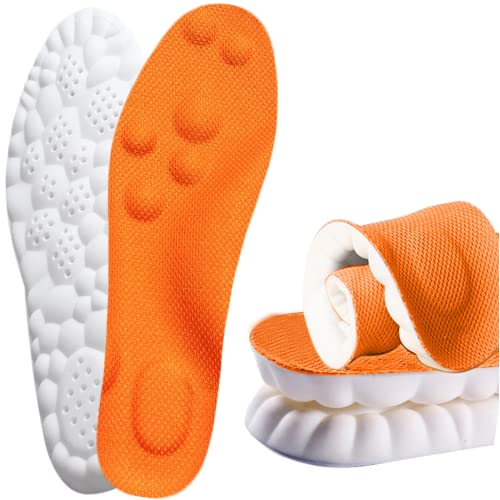 Memory Schaum Einlegesohlen mit Arch Support für Damen und Herren, Komfort Massage Einlegesohlen, Ersatz-Schuheinlagen für Turnschuhe, Turnschuhe, Arbeitsstiefel(36.5/37 EU, Orange) von Skypermit