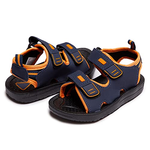 Skysole Leichte Sandalen für Jungen, doppelt verstellbarer Riemen, Orange/Abendrot im Zickzackmuster (Sunset Chevron), 11-12 Little Kid von Skysole