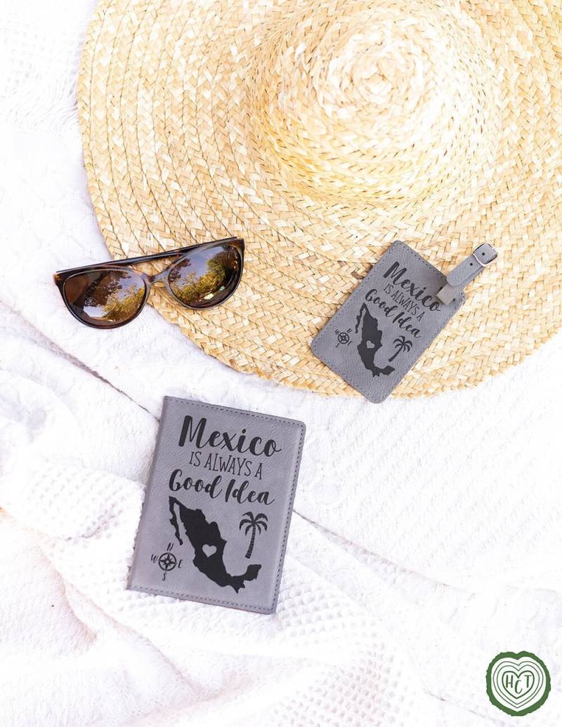 Mexiko-Reise-Geschenk, Personalisierter Gepäckanhänger Und Reisepass-Abdeckungs-Set, Geschenk Für Reisende, Die Nach Mexiko Gehen, Flitterwochen Mexiko-Reise-Geschenk, Personalisierter Gepäckanhänger Und Reisepass-Abdeckungs-Set, Geschenk Für Reisende, Die Nach Mexiko Gehen, Flitterwochen von SkywardSouvenirs